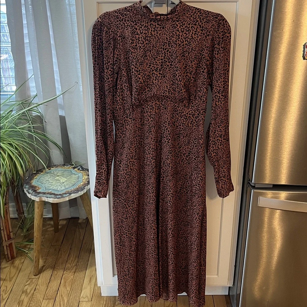 Free people loveless leopard backless midi silky dress NWOT sz 4 - Picture 3 of 7